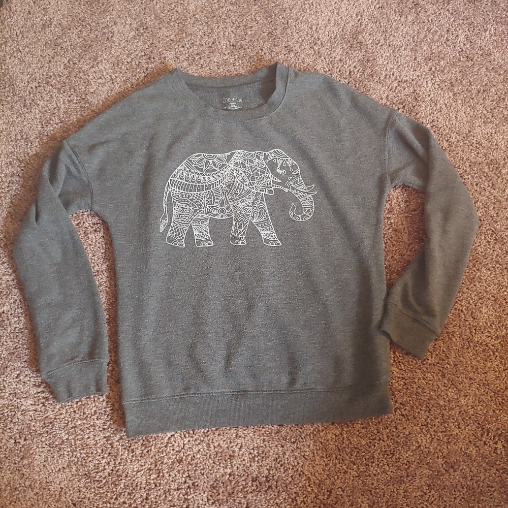 Zoe + Liv elephant gray sweatshirt